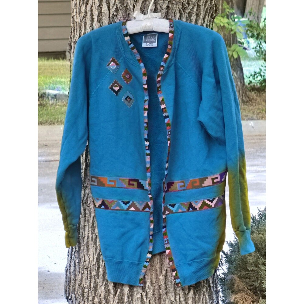 Hanes Her Way Handmade Native American Cardigan Sweatshirt